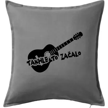 Polštář Kytara, takhle to všechno začalo - Polštář 50x50 - 50x50 - Pouze potah ( Tmavě šedý melír )