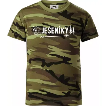Chlapecké tričko Jeseníky nápis - Dětské maskáčové triko - 146 cm/10 let ( Zelený maskáč )
