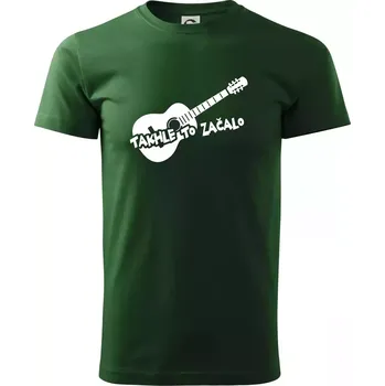 Pánské tričko Kytara, takhle to všechno začalo - Triko extra velké (5-8XL) - 7XL ( Lahvově zelená )