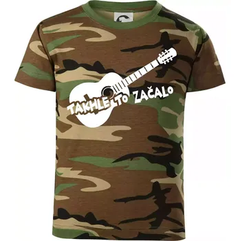 Chlapecké tričko Kytara, takhle to všechno začalo - Dětské maskáčové triko - 134 cm/8 let ( Hnědý maskáč )