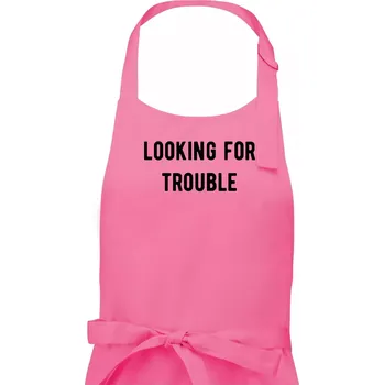 Kuchyňská zástěra Párové triko - Looking for trouble - Pánská zástěra na vaření - Univerzální velikost ( Růžová )