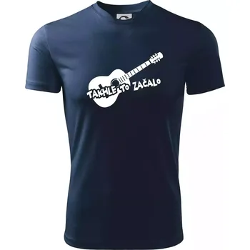 Pánské tričko Kytara, takhle to všechno začalo - Pánské triko Fantasy sportovní (dresovina) - XL ( Námořní modrá (téměř černá) )