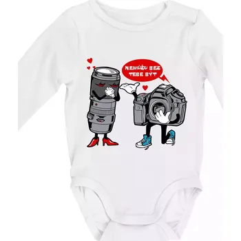 Kojenecký body Nemůžu bez tebe být foto - Body kojenecké s dlouhým rukávem - Dlouhý r. do 3 měs ( Bílá )
