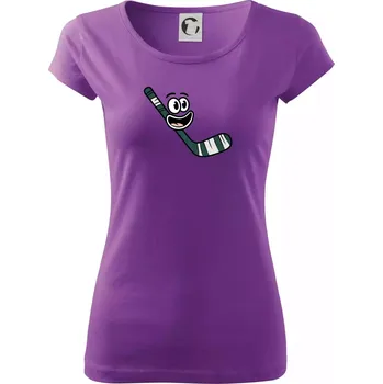 Dámské tričko Parové triko - Puk a hokejka - Dámské triko Pure - 3XL ( Fialová )