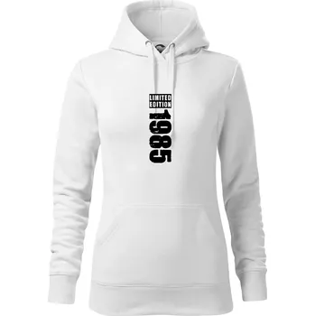 Dámská mikina Limited edition 1985 pruh - Mikina dámská Cape s kapucí - S ( Bílá )