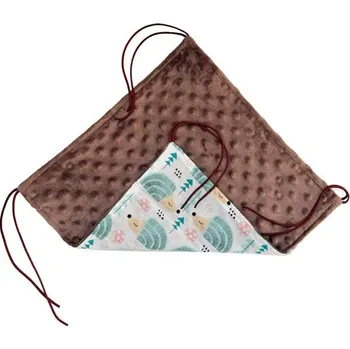 pelíšek pro malé zvíře Pelech dr.savec závěsný M, ježci na bílé, hnědá minky 30x30cm