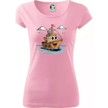 Dámské tričko Parové triko - Loď a kotva - Dámské triko Pure - XL ( Růžová )