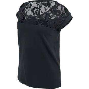 Dámské tričko Tričko z Urban Classics - Ladies Top Laces Tee - Ženy - černá