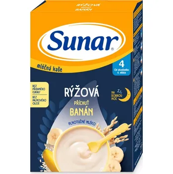 Dětská kaše Sunar mléčná kaše 210g rýž banán 4m