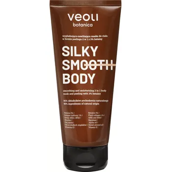 Tělový peeling Veoli Botanica - Silky Smooth Body - Vyhlazující a hydratační tělová maska ve formě peelingu 2v1 - 180 ml