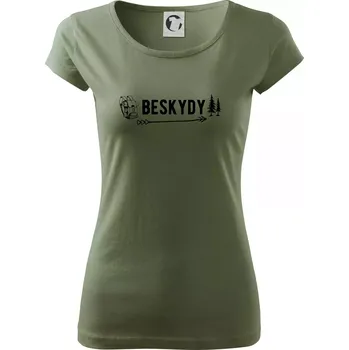 Dámské tričko Beskydy nápis - Dámské triko Pure - S ( Khaki )