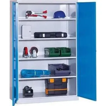 Skříňka na nářadí Kovová dílenská skříň, 199 x 120 x 60 cm, šedá/modrá
