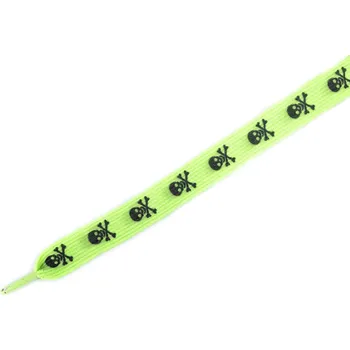Tkaničky do bot Dětské elastické tkaničky Tobby ploché skull black/neon yellow Velikost 95 cm