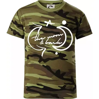 The moon and back - Dětské maskáčové triko - 104-110cm / 3-4 roky ( Zelený maskáč )