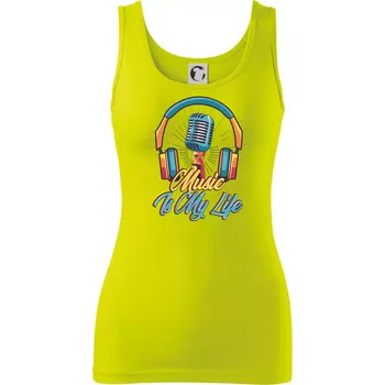 Dámské tričko Music is my life sluchátka - Dámské tílko - L ( Limetková )