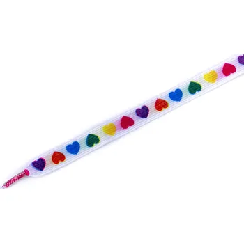 Tkaničky do bot Dětské elastické tkaničky Tobby ploché hearts color Velikost 95 cm