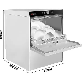 Myčka nádobí G.Gastro Dvoustěnná myčka nádobí - digitální - 3,55 kW - s čerpadlem mycího prostředku, oplachovým čerpadlem a vypouštěcím čerpadlem