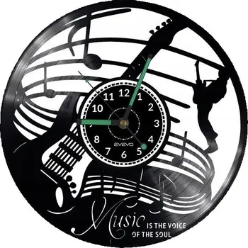 Hodiny Jazzová Hudba Kytara Hodiny Pro Milovníky Hudby Nástěnné Hodiny Vinylová Deska Moderní