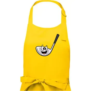 Kuchyňská zástěra Parové triko - Golfová hůl a míček - Dámská zástěra na vaření - Univerzální velikost ( Žlutá )