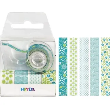 Lepicí páska HEYDA Páska washi 1,2cm x 3m Mini samolep. Zelená 5 ks