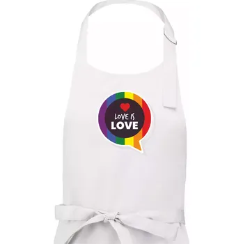 Kuchyňská zástěra Love is love bublina - Pánská zástěra na vaření - Univerzální velikost ( Bílá )