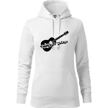 Dámská mikina Kytara, takhle to všechno začalo - Mikina dámská Cape s kapucí - 2XL ( Bílá )