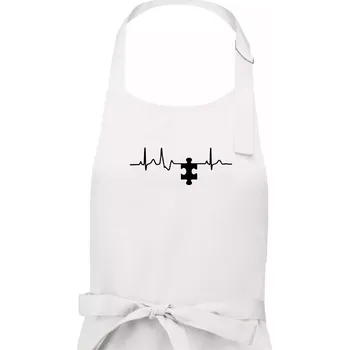 Kuchyňská zástěra EKG puzzle párové - Dámská zástěra na vaření - Univerzální velikost ( Bílá )