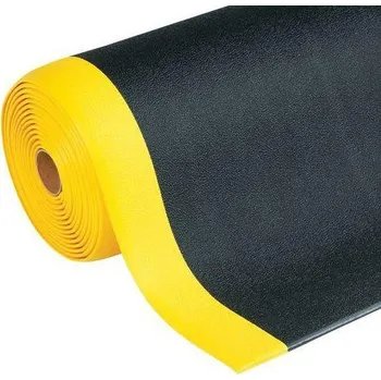 Rohožka Protiúnavová průmyslová rohož Manutan s granulovaným povrchem, 1 830 x 91 cm, černá/žlutá