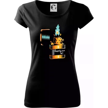 Dámské tričko Zapalovač - rozpálím tě - Dámské triko Pure - L ( Černá )