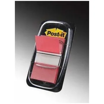Samolepící bloček Záložky se zásobníkem, 50 lístků, 25x43 mm, červené, 3M POSTIT,rychlé dodání