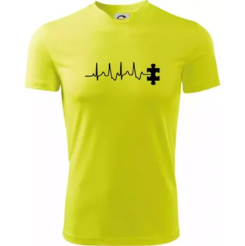 Pánské tričko EKG puzzle rozpojené - Pánské triko Fantasy sportovní (dresovina) - S ( Neonově žlutá )