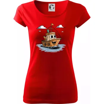 Dámské tričko Parové triko - Loď a kotva - Dámské triko Pure - L ( Červená )