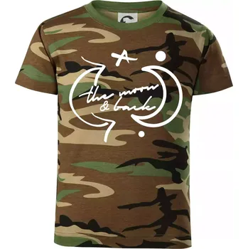 The moon and back - Dětské maskáčové triko - 104-110cm / 3-4 roky ( Hnědý maskáč )