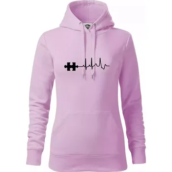 Dámská mikina EKG puzzle rozpojené - Mikina dámská Cape s kapucí - S ( Orchid )