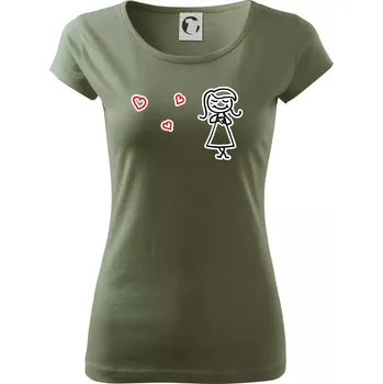 Dámské tričko Láska bublifuk - Dámské triko Pure - XS ( Khaki )