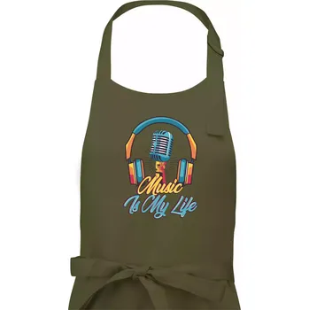 Kuchyňská zástěra Music is my life sluchátka - Dámská zástěra na vaření - Univerzální velikost ( Khaki )
