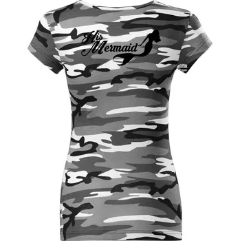 Dámské tričko His Mermaid - Dámské maskáčové triko - XS ( Šedý maskáč )