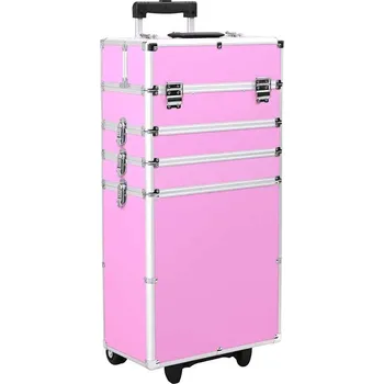 vidaXL Kosmetický kufřík na kolečkách hliník [91815] Barva: Růžová