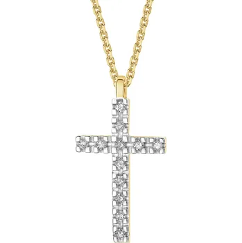 Náhrdelník Zlatý náhrdelník s diamanty - kříž - 0,03 ct - ryzost 585 - 101.355