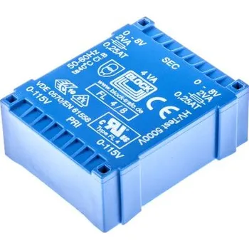 Transformátor Transformátor PCB, sekundární napětí: 8V ac, počet výstupů: 2 průchozí otvor 4VA