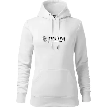 Dámská mikina Jeseníky nápis - Mikina dámská Cape s kapucí - XS ( Bílá )
