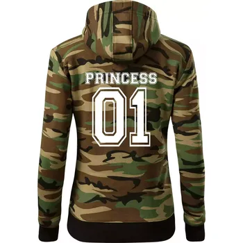 Dámská mikina Princess 01 - Dámská mikina trendy zipper s kapucí - XL ( Hnědý maskáč )