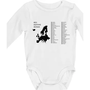 Můj cestovní seznam - Evropa - Body kojenecké s dlouhým rukávem - Dlouhý r. do 3 měs ( Bílá )