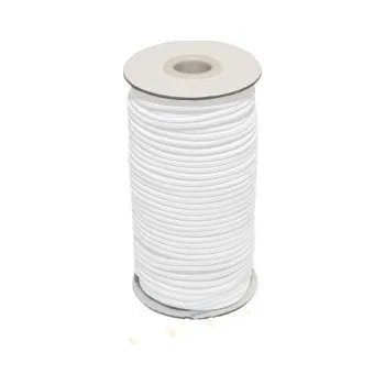 Guma, pruženka kulatá kloboučnická bílá 2,5 mm, 100m cívka, celé balení