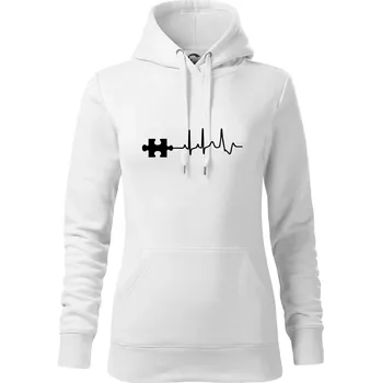 Dámská mikina EKG puzzle rozpojené - Mikina dámská Cape s kapucí - XS ( Bílá )