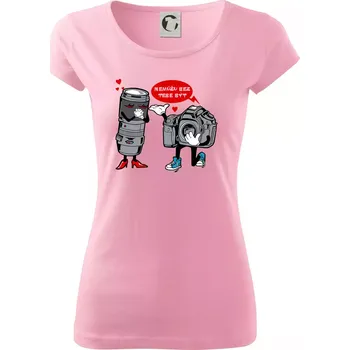 Dámské tričko Nemůžu bez tebe být foto - Dámské triko Pure - S ( Růžová )