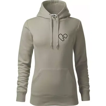 Dámská mikina Párova mikina - srdce puzzle doplňuješ mě - Mikina dámská Cape s kapucí - XS ( Light khaki )