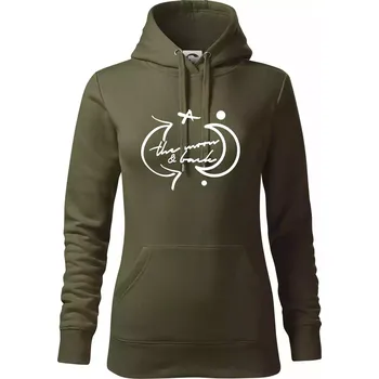 Dámská mikina The moon and back - Mikina dámská Cape s kapucí - XS ( Military )