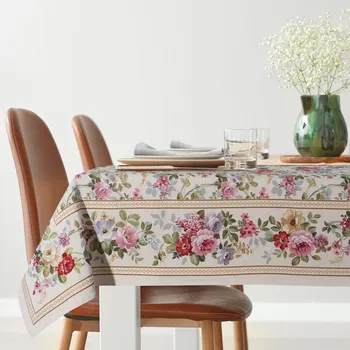 ubrus Gobelínový ubrus na stůl s květinami 140 x 180 cm
