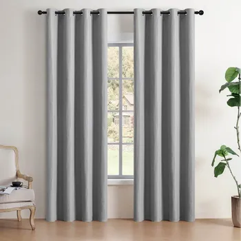 Závěs Matný zatemňovací závěs s oky, šedý, 135 X 250